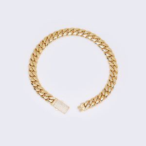 14K Yellow Gold Monaco Chain Cubic Zirconia Bracelet 10" 9mm Thickness 14K Yellow Gold Monaco Chain Cubic Zirconia Bracelet 10" 9mm Thickness