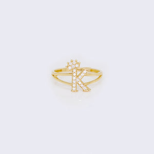 14K Ladies' Crown Initial Letter Ring "K" 14K Ladies' Crown Initial Letter Ring "K"
