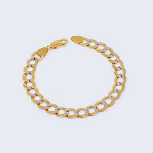 Solid 14k Gold Curb Two Tone Bracelet For Men Comfort Solid 14k Gold Curb Two Tone Bracelet For Men Comfort