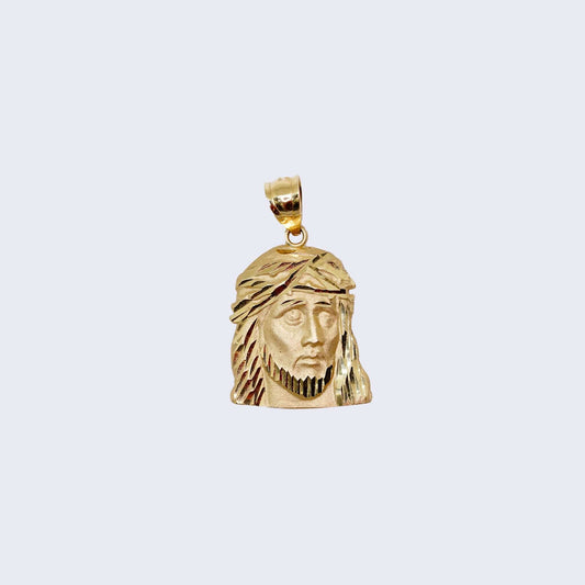 14K Gold Jesus Christ Face Pendant Charm