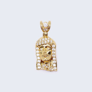 14K Gold Jesus Christ Face Pendant Charm with Cubic Zirconia Stones 14K Gold Jesus Christ Face Pendant Charm with Cubic Zirconia Stones
