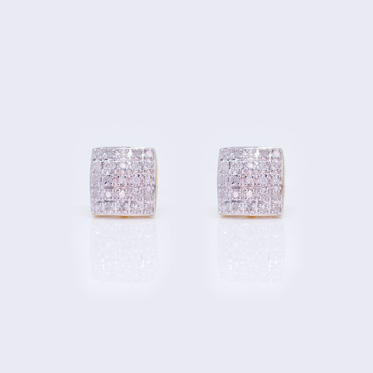 10K 0.17ct Diamond Square Cluster Earrings