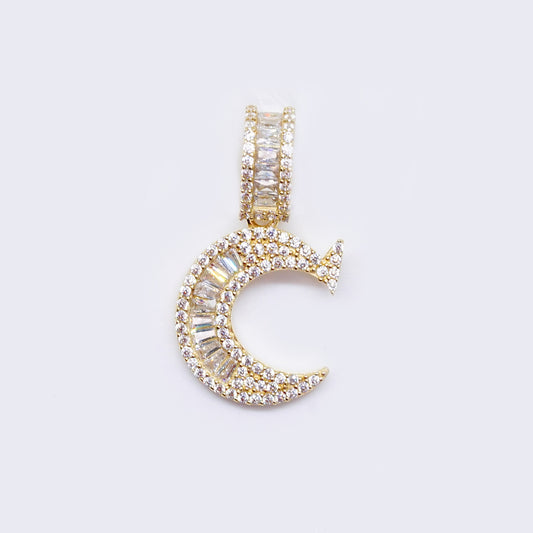 14K Cubic Zirconia "C" Initial Gold Charm