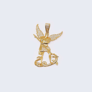 14K Gold Saint Michael Cubic Zirconia Charm Pendant 14K Gold Saint Michael Cubic Zirconia Charm Pendant