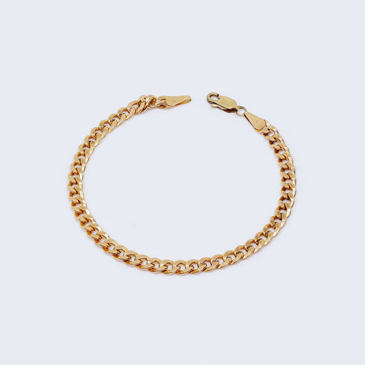 14K Yellow Gold Solid Cuban Curb Bracelet 4.7 mm Thick