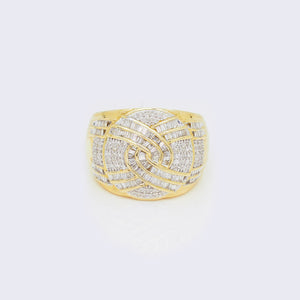 14K 0.94ct Diamond Mens Baguette Diamond Circle Cluster Ring 14K 0.94ct Diamond Mens Baguette Diamond Circle Cluster Ring