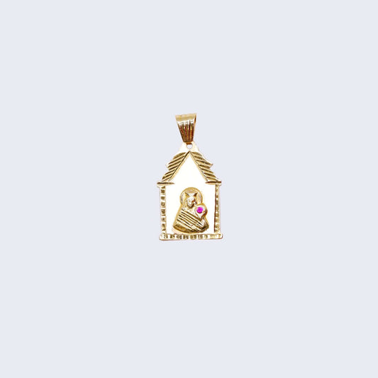 14K Gold House design Saint Barbara Pendant Charm