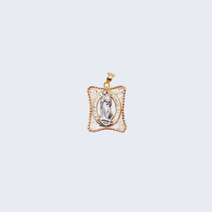 14K Gold Square Design Virgen de Guadalupe Pendant Charm 14K Gold Square Design Virgen de Guadalupe Pendant Charm