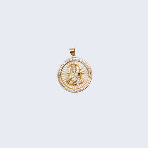 14K Gold Round Design Saint Barbara Pendant Charm 14K Gold Round Design Saint Barbara Pendant Charm