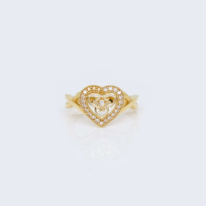 14K Gold Heart Shape Ring with Cubic Zirconia 14K Gold Heart Shape Ring with Cubic Zirconia
