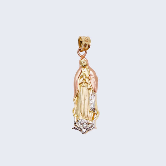 14K Gold Virgen de Guadalupe Pendant Charm