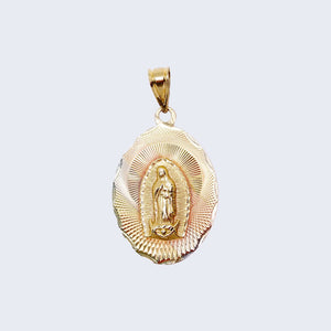 14K Gold Round Design Virgen de Guadalupe Pendant Charm 14K Gold Round Design Virgen de Guadalupe Pendant Charm