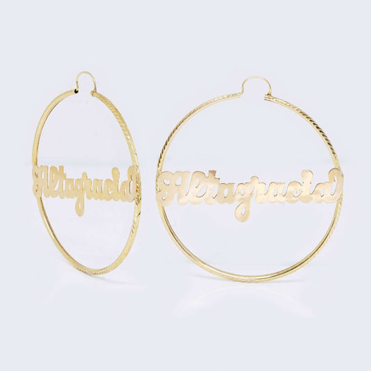 14K Gold Altagracia Name Hoop Earrings