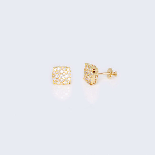 14K Gold Square Design 0.75 CTW Diamond Earrings