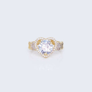 14K Heart Design Engagement Ring with Cubic Zirconia 14K Heart Design Engagement Ring with Cubic Zirconia