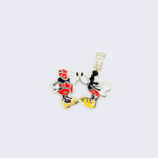 14K Mickey and Minnie Mouse  Kiss Pendant