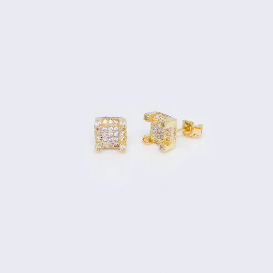 14K Princess Cut Cubic Zirconia Earrings