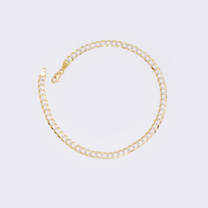 14K Yellow Gold Cuban Pave Chain Ankle Bracelet 10 1/4" 4.5mm Thickness 14K Yellow Gold Cuban Pave Chain Ankle Bracelet 10 1/4" 4.5mm Thickness