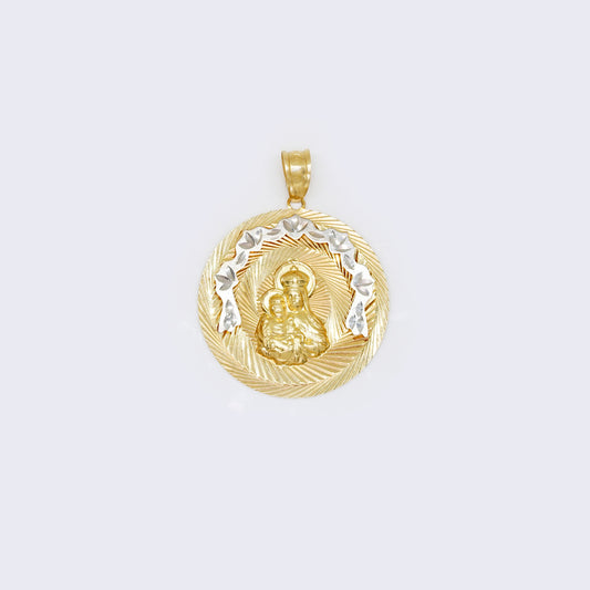 14K Saint Barbara Ruby Round Medallion