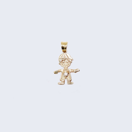 14K Gold Smily Boy with cap Pendant Charm