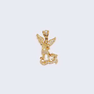 14K Gold Saint Michael Cubic Zirconia Charm Pendant 14K Gold Saint Michael Cubic Zirconia Charm Pendant