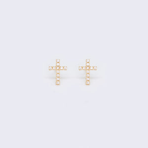 14K Tiny Cross Cubic Zirconia Earrings 14K Tiny Cross Cubic Zirconia Earrings