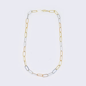 14K Tri-Tone Paperclip Link Necklace 14K Tri-Tone Paperclip Link Necklace