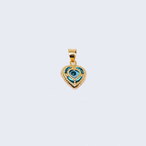 14K Gold Heart Blue Evil Eye Pendant Charm 14K Gold Heart Blue Evil Eye Pendant Charm