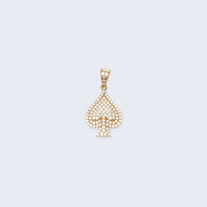 14K Gold Spade with Cubic Zirconia Stones Pendant Charm 14K Gold Spade with Cubic Zirconia Stones Pendant Charm