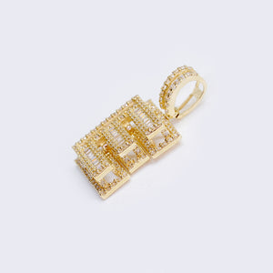 14K Cubic Zirconia "E" Initial Gold 3D Look Charm 14K Cubic Zirconia "E" Initial Gold 3D Look Charm