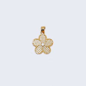 14K Gold Flower with Cubic Zirconia Stones Pendant Charm 14K Gold Flower with Cubic Zirconia Stones Pendant Charm