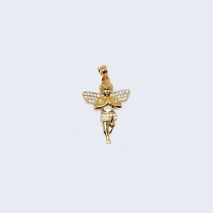 14K Gold Praying Angel with Cubic Zirconia Stones Pendant Charm 14K Gold Praying Angel with Cubic Zirconia Stones Pendant Charm