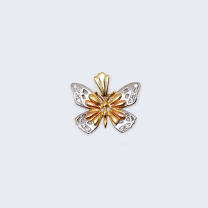 14K Three Tones Gold Butterfly Pendant Charm 14K Three Tones Gold Butterfly Pendant Charm