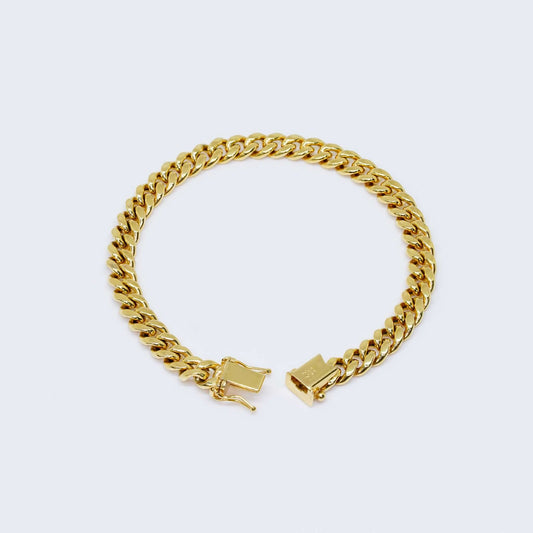 14K Gold Miami Semi hollow Cuban Link Curb Chain Bracelet