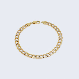 14K Gold Diamond Cut Hollow Pave Cuban Curb Bracelet 14K Gold Diamond Cut Hollow Pave Cuban Curb Bracelet