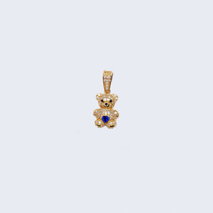 14K Gold Teddy Bear with Blue Cubic Zirconia Pendant Charm 14K Gold Teddy Bear with Blue Cubic Zirconia Pendant Charm