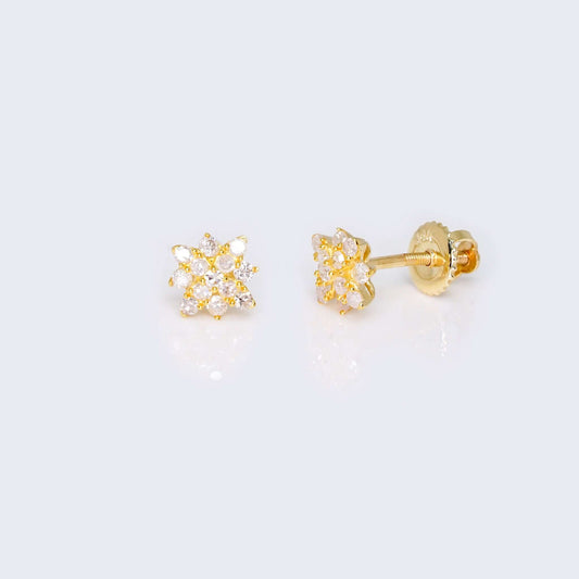 14K Gold Flower Design 0.25 CTW Diamond Earrings