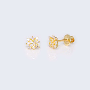 14K Gold Flower Design 0.25 CTW Diamond Earrings 14K Gold Flower Design 0.25 CTW Diamond Earrings