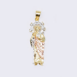 14K Shiny Saint Jude Pendant with Tri-Color 14K Shiny Saint Jude Pendant with Tri-Color