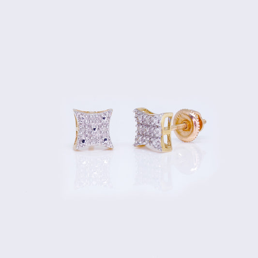 10K Round 0.05ct Diamond Square Kite Stud Earrings