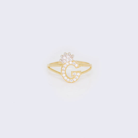 14K Ladies' Crown Initial Letter Ring "G"