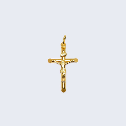 14K Gold Cross INRI with Jesus Pendant Charm