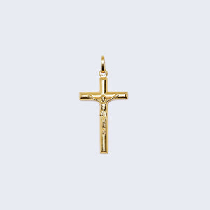 14K Gold Simple Cross with Christ Pendant Charm 14K Gold Simple Cross with Christ Pendant Charm