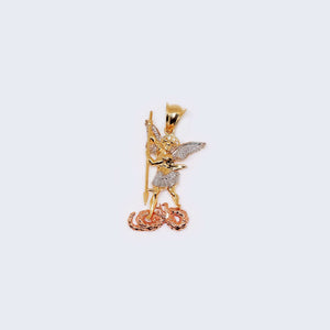 14K Three Tone Gold Saint Michael Cubic Zirconia Charm Pendant 14K Three Tone Gold Saint Michael Cubic Zirconia Charm Pendant