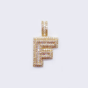 14K Cubic Zirconia "F" Initial Gold 3D Look Charm 14K Cubic Zirconia "F" Initial Gold 3D Look Charm