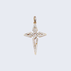 14K White Gold Hollow Cross Pendant Charm with Cubic Zirconia Zirconia Stones 14K White Gold Hollow Cross Pendant Charm with Cubic Zirconia Zirconia Stones