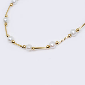 14K Multi Pearl Beaded Chain Collar Necklace 14K Multi Pearl Beaded Chain Collar Necklace
