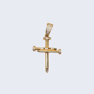 14K Gold Screws Cross with Cubic Zirconia Pendant Charm 14K Gold Screws Cross with Cubic Zirconia Pendant Charm
