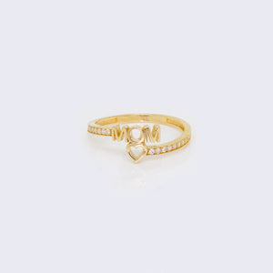 14K "MOM" with a Heart Cubic Zirconia Adjustable Ring 14K "MOM" with a Heart Cubic Zirconia Adjustable Ring