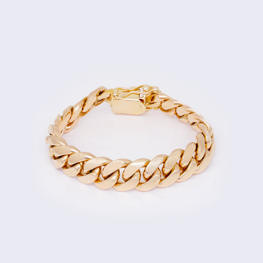 14K Yellow Gold Miami Cuban Link Bracelet 13mm 7 1/4"